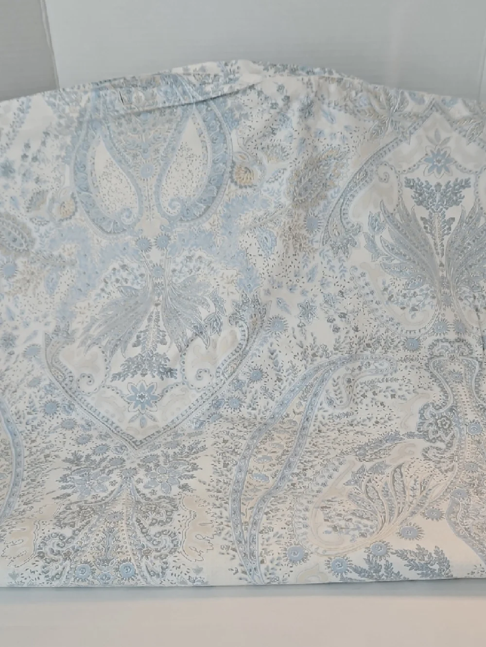 Pinzon Light Blue Cream Paisley Cotton King Duvet Pillow Sham Set